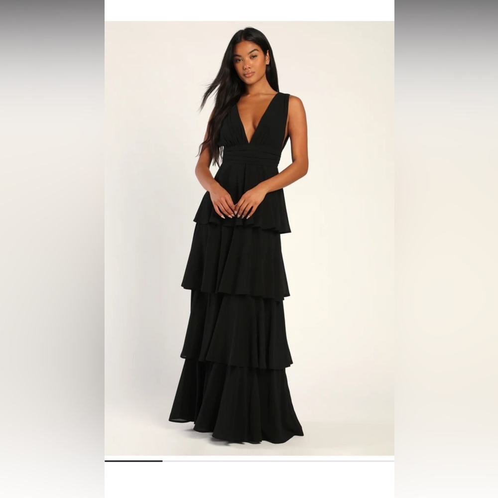 Lulus Amazing Evening Black Tiered Maxi Dress
